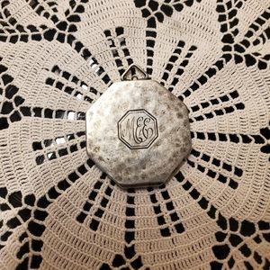 Vintage Early 1900s Engraved Sterling Silver Octagon Fob Necklace Locket